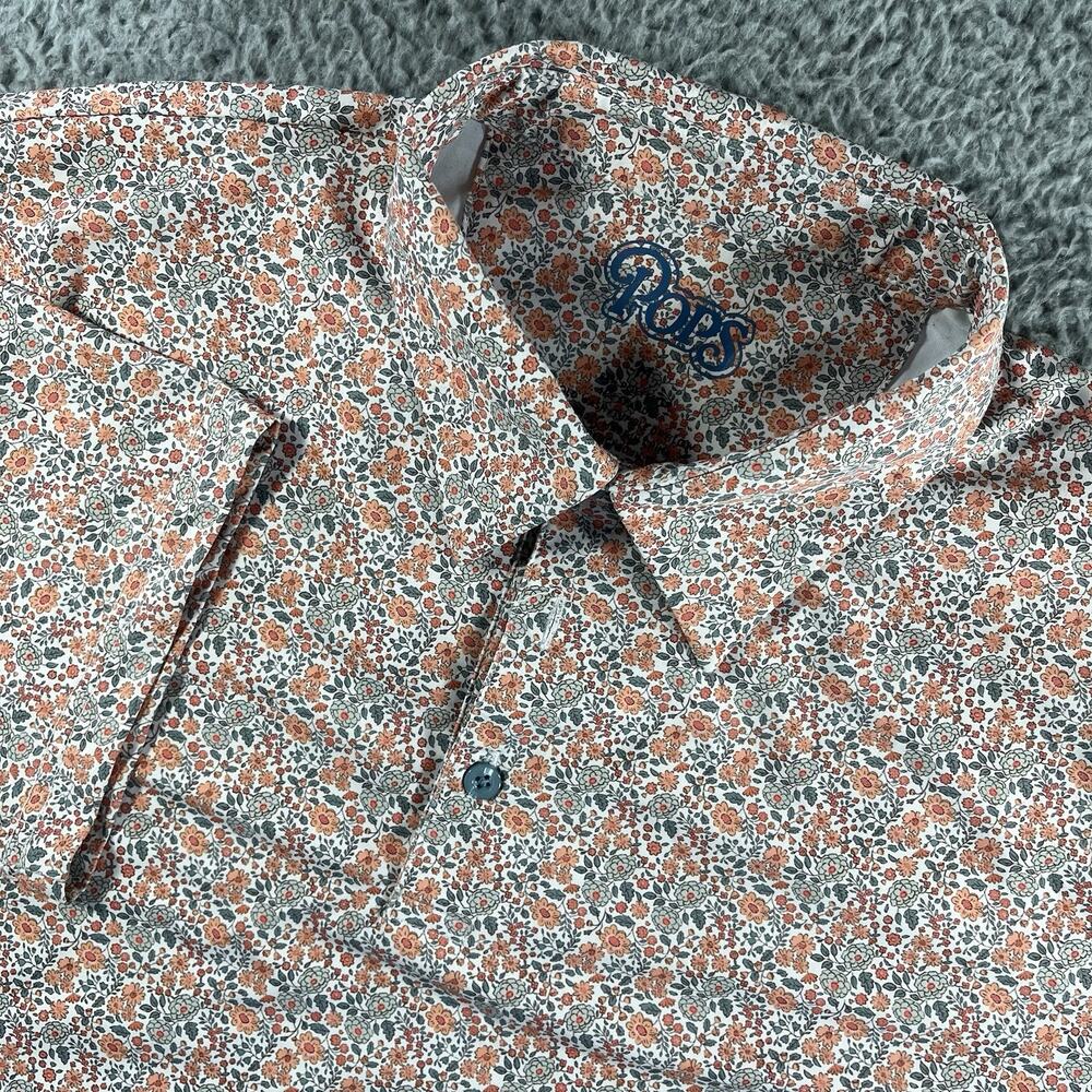 Pops Polos Mens Medium M Floral Performance Golf Shirt Short Sleeve READ